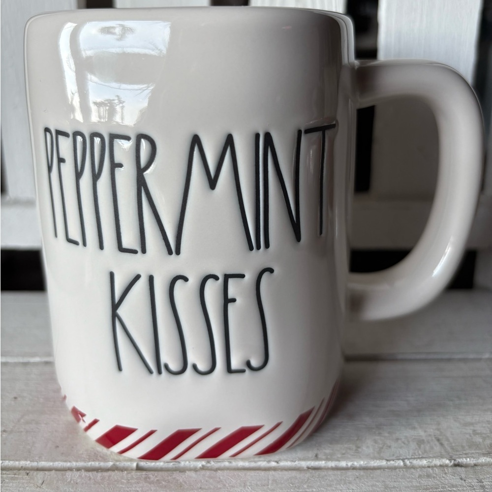 Rae Dunn Peppermint Kisses Ceramic Mug